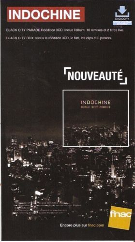 Rare Plv 14x25cm Cartonnée Rigide Indochine Black City Parade ( Réédition 3 Cd ) / Magasins Fnac