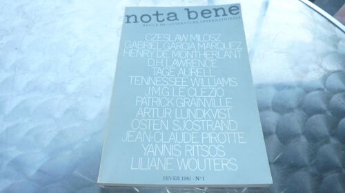Nota Bene. Revue De Littérature Internationale. Hiver 1981 - Numéro 1