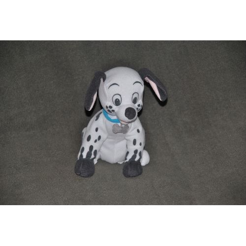 Chien Peluche Doudou Jemini Dalmatien Chiot Collier Bleu Os Gris Intérieur Oreilles Roses 18 Cm Assis