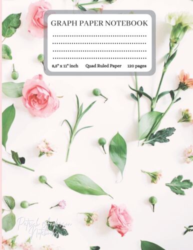 Graph Paper Notebook: Botanicals Notebook (White Pink Floral): Grid Paper Notebook, Diary Notebook, Paperback Notebook, Quad Ruled, 120 Pages (Large, 8.5 X 11)