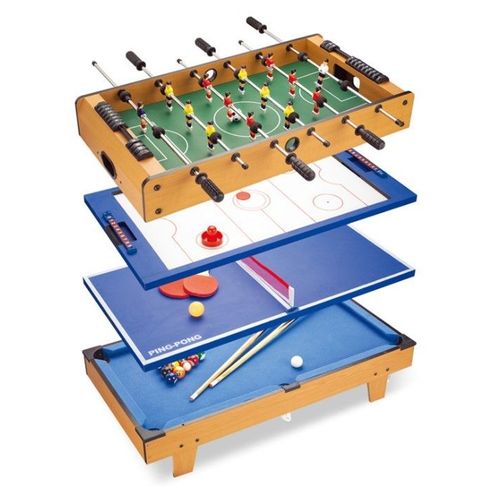 Table de jeu,4 en 1 Baby-foot,Billard Tennis de table,Football,hockey,MDF et bois,multifonctionnelle,Jouets de divertissement@HOMBUY