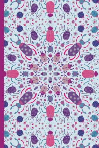 Notes: A Blank Ukulele Tab Music Notebook With Bug And Beetle Mandala Pattern Cover On A Mint Background