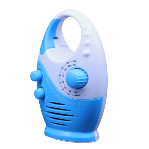 Radio de Douche Suspendue Portable AM ??FM Poignée Supérieure étanche pour Piscine de Plage Bleu