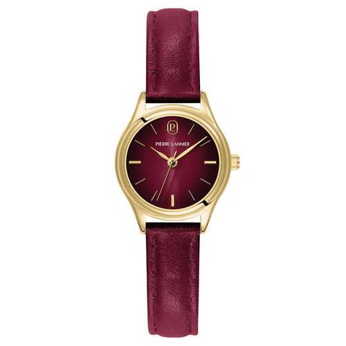 Montre Femme Pya Doré Cadran Bordeaux Bracelet Cuir Bordeaux 12 Mm