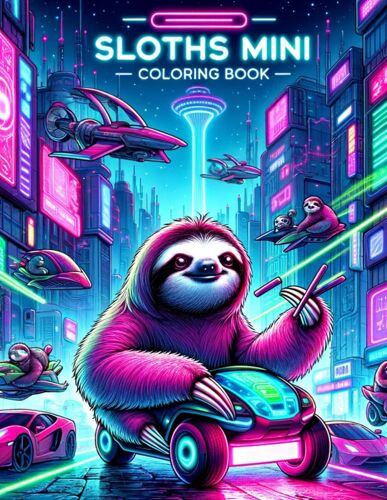 Sloths Mini Coloring Book: Sloths Unplugged Odyssey Disconnect From Reality And Reconnect With Our Mini Cybernetic Journey, Where Virtual Realities And Retro-Futuristic Aesthetics Merge