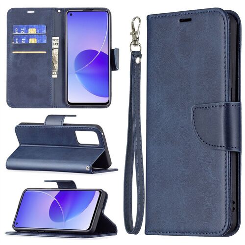 Saturcase Coque Pour Oppo Reno 6 5g, Luxe Pu Cuir Magnétique Flip Portefeuille Support Porte-Carte Protecteur Housse Étui Avec Dragonne Pour Oppo Reno 6 5g (Bleu)