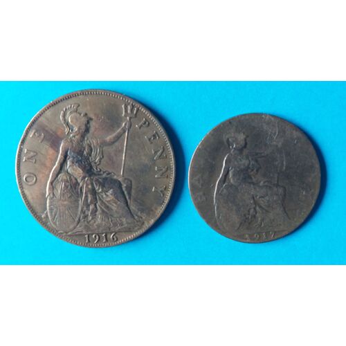 Lot De 2 Pièces Royaume-Uni En Bronze
