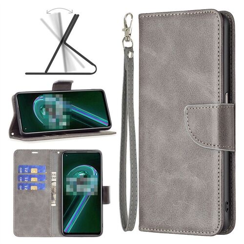 Saturcase Coque Pour Realme 9 Pro, Luxe Pu Cuir Magnétique Flip Portefeuille Support Porte-Carte Protecteur Housse Étui Avec Dragonne Pour Realme 9 Pro (Gris)