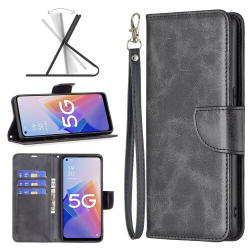 Saturcase Coque Pour Oppo A96 5g / Reno7 Lite 5g, Luxe Pu Cuir Magnétique Flip Portefeuille Support Porte-Carte Protecteur Housse Étui Avec Dragonne Pour Oppo A96 5g / Reno7 Lite 5g (Noir)