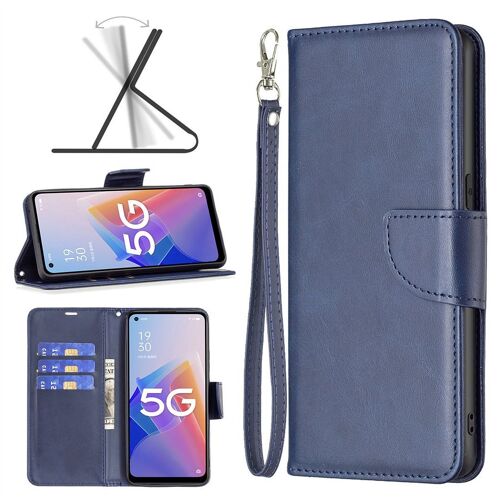 Saturcase Coque Pour Oppo A96 5g / Reno7 Lite 5g, Luxe Pu Cuir Magnétique Flip Portefeuille Support Porte-Carte Protecteur Housse Étui Avec Dragonne Pour Oppo A96 5g / Reno7 Lite 5g (Bleu)