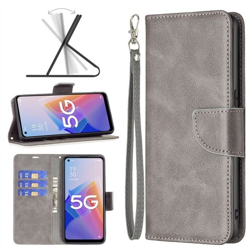 Saturcase Coque Pour Oppo A96 5g / Reno7 Lite 5g, Luxe Pu Cuir Magnétique Flip Portefeuille Support Porte-Carte Protecteur Housse Étui Avec Dragonne Pour Oppo A96 5g / Reno7 Lite 5g (Gris)