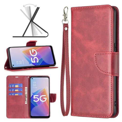 Saturcase Coque Pour Oppo A96 5g / Reno7 Lite 5g, Luxe Pu Cuir Magnétique Flip Portefeuille Support Porte-Carte Protecteur Housse Étui Avec Dragonne Pour Oppo A96 5g / Reno7 Lite 5g (Rouge)