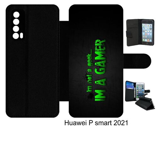 Etui À Rabat Huawei P Smart 2021 - Citation Geek Gamer - Simili-Cuir - Noir