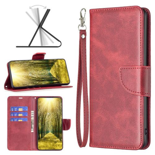 Saturcase Coque Pour Oneplus Nord N200 5g, Luxe Pu Cuir Magnétique Flip Portefeuille Support Porte-Carte Protecteur Housse Étui Avec Dragonne Pour Oneplus Nord N200 5g (Rouge)