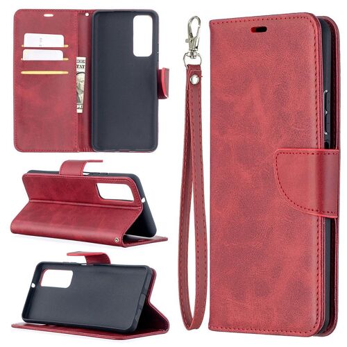 Saturcase Coque Pour Huawei P Smart 2021, Luxe Pu Cuir Magnétique Flip Portefeuille Support Porte-Carte Protecteur Housse Étui Avec Dragonne Pour Huawei P Smart 2021 (Rouge)
