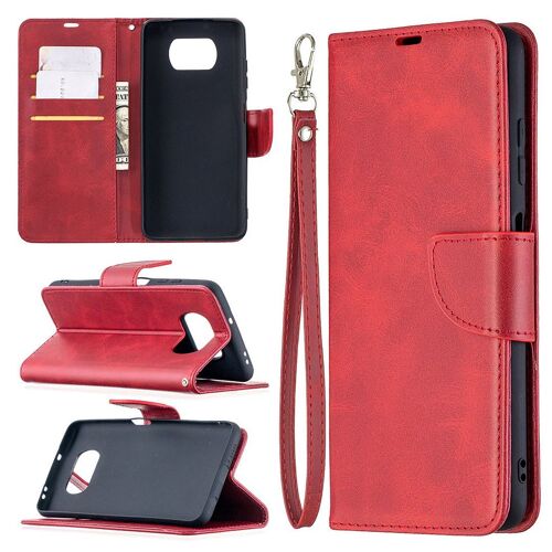Saturcase Coque Pour Xiaomi Poco X3 Nfc, Luxe Pu Cuir Magnétique Flip Portefeuille Support Porte-Carte Protecteur Housse Étui Avec Dragonne Pour Xiaomi Poco X3 Nfc (Rouge)