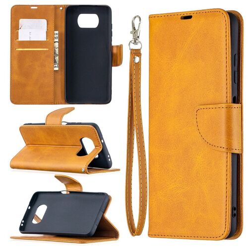 Saturcase Coque Pour Xiaomi Poco X3 Nfc, Luxe Pu Cuir Magnétique Flip Portefeuille Support Porte-Carte Protecteur Housse Étui Avec Dragonne Pour Xiaomi Poco X3 Nfc (Jaune)