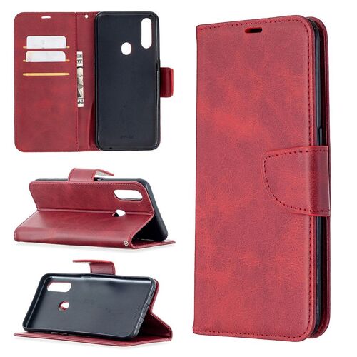 Saturcase Coque Pour Oppo A31 2020 / A81, Luxe Pu Cuir Magnétique Flip Portefeuille Support Porte-Carte Protecteur Housse Étui Avec Dragonne Pour Oppo A31 2020 / A81 (Rouge)