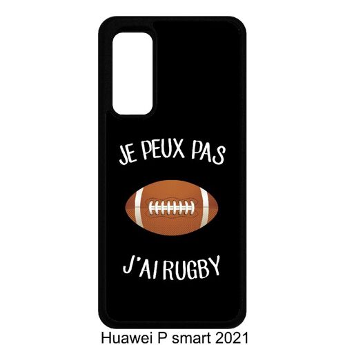 Coque huawei p smart 2021 - je peux pas j ai rugby ballon fond noir - noir