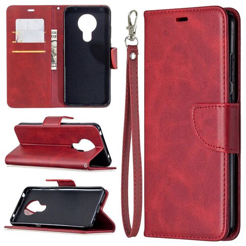 Saturcase Coque Pour Nokia 5.3, Luxe Pu Cuir Magnétique Flip Portefeuille Support Porte-Carte Protecteur Housse Étui Avec Dragonne Pour Nokia 5.3 (Rouge)