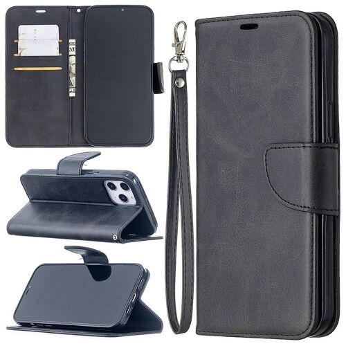 Saturcase Coque Pour Apple Iphone 12 Pro Max, Luxe Pu Cuir Magnétique Flip Portefeuille Support Porte-Carte Protecteur Housse Étui Avec Dragonne Pour Apple Iphone 12 Pro Max (Noir)