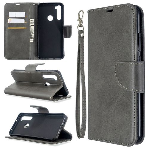 Saturcase Coque Pour Xiaomi Redmi Note 8t, Luxe Pu Cuir Magnétique Flip Portefeuille Support Porte-Carte Protecteur Housse Étui Avec Dragonne Pour Xiaomi Redmi Note 8t (Gris)