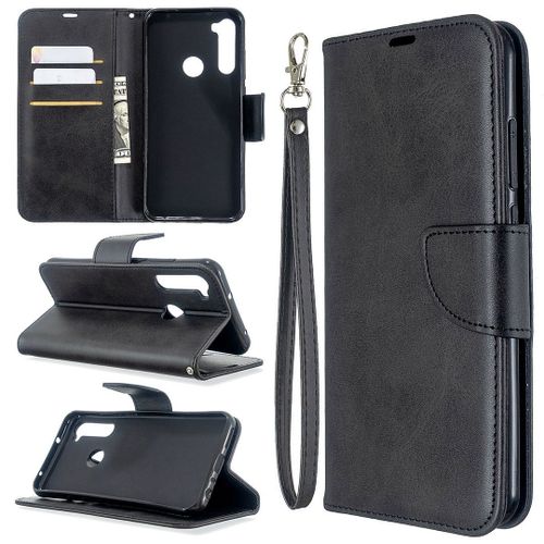 Saturcase Coque Pour Xiaomi Redmi Note 8t, Luxe Pu Cuir Magnétique Flip Portefeuille Support Porte-Carte Protecteur Housse Étui Avec Dragonne Pour Xiaomi Redmi Note 8t (Noir)