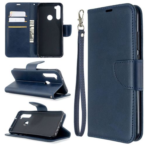 Saturcase Coque Pour Xiaomi Redmi Note 8t, Luxe Pu Cuir Magnétique Flip Portefeuille Support Porte-Carte Protecteur Housse Étui Avec Dragonne Pour Xiaomi Redmi Note 8t (Bleu)