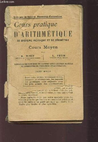 Cours Pratique D'arithmetique De Systeme Metrique Et De Geometrie - Cours Moyen.