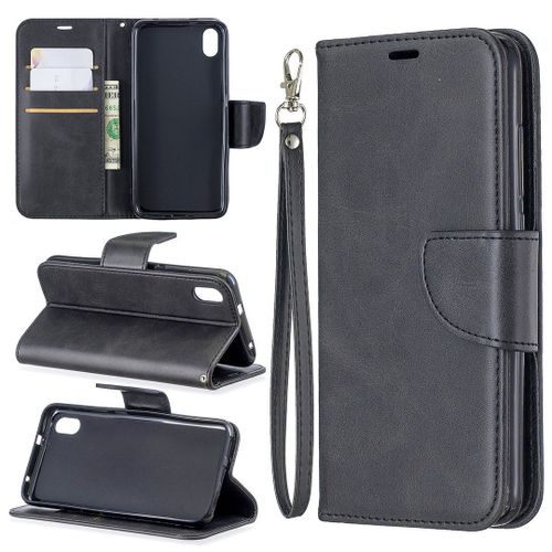 Saturcase Coque Pour Xiaomi Redmi 7a, Luxe Pu Cuir Magnétique Flip Portefeuille Support Porte-Carte Protecteur Housse Étui Avec Dragonne Pour Xiaomi Redmi 7a (Noir)