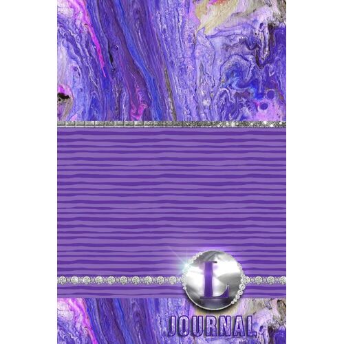 L Journal: Purple Acrylic Pour Abstract Art - Letter L Initial Monogram Lined Notebook