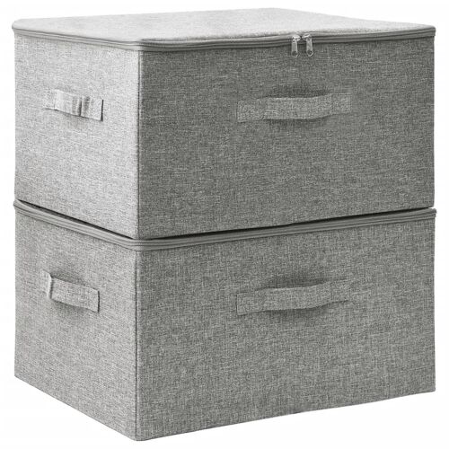 vidaXL Boîtes de rangement 2 pcs Tissu 43x34x23 cm Gris