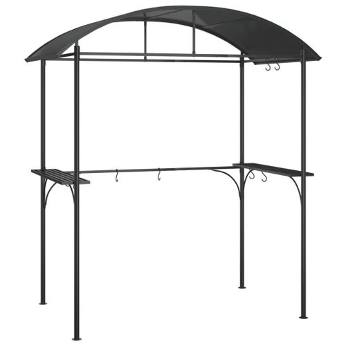 Tonnelle Barbecue Anthracite 220x115x230 Cm Acier Avec Étagères Latérales