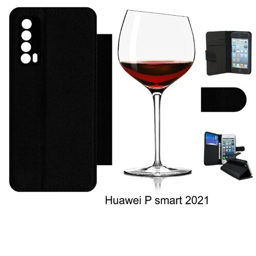 Etui À Rabat Huawei P Smart 2021 - Verre De Vin - Simili-Cuir - Noir