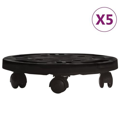 Vidaxl Chariots à Plantes Avec Roues 5 Pcs Diamã¿Tre 30 Cm Noir 170 Kg