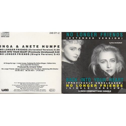Inga & Anete Humpe No Longer Friends Cd 3"