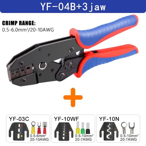 YF-04B 3jaw - YEFYM Pince à sertir à cliquet pour connecteurs thermorétractables, non isolés, en nylon, virole politiquement als