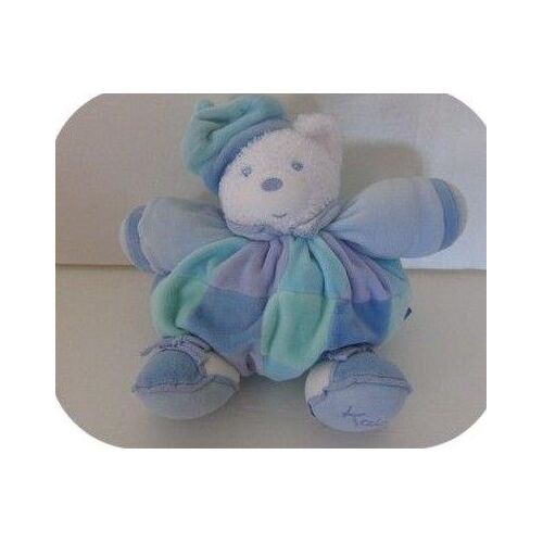 Doudou Kaloo Ours Boule Bleu Blue Lagon Vert 28 Cm