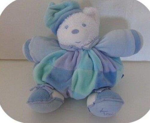 Doudou Kaloo Ours Boule Bleu Blue Lagon Vert 28 Cm