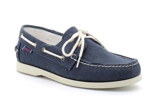 Sebago Docksides Portland Washed Canvas Bleu