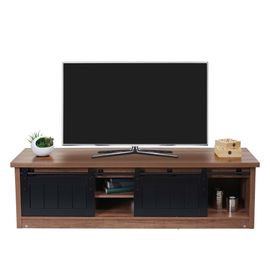 Meuble Tv Hwc-K75, Table De Télévision, Portes Coulissantes, Compartiments De Rangement, Aspect Bois Métal Industriel 43x150x40cm   Brun