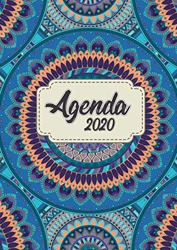 Agenda 2020: Tema Mandalas Agenda Mensual Y Semanal + Organizador Diario I Planificador Semana Vista A4 Color Azul Morado