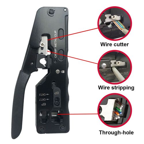 Noir 1 - Pince À Sertir Modulaire Rj45, Outils D'électricien, Coupe-câble Réseau, Fil Ethernet, Connecteur Cat5 Cat6 Cat7