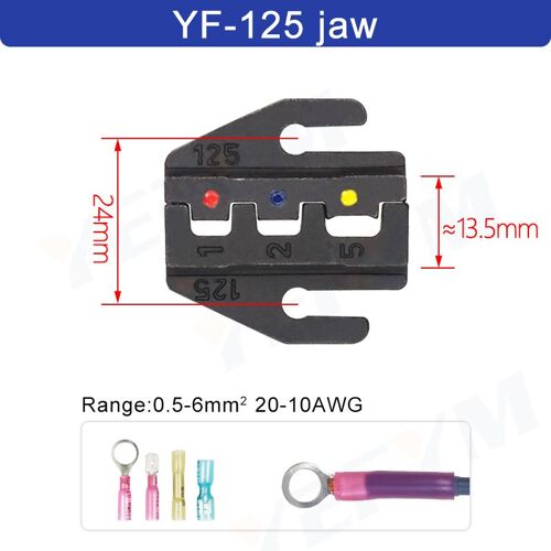 Mâchoire YF-125 - Pince À Sertir 9 Pouces, Pour Insertion À Ressort, Pré-isolée, Étanche, Type Tube, Mâchoire De Terminaison De Câble Coaxial