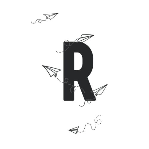 Notebook: Paper Planes Monogram Letter R Blank Lined Notebook