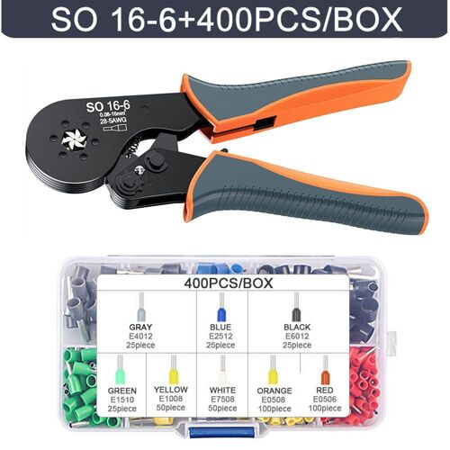 Donc 16-6 400pcs - Outil de sertissage de virole, pince à sertir les fils AWG 28 5(0.08 16 mm²), pince à sertir à cliquet auto ajustable pour les directions politiques, manchons'extrémité