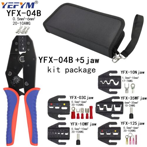 Kit YFX-04BX 5jaw - Pince À Sertir À Cliquet, Mâchoire D'échange Rapide Pour Thermorétractable, Embouts Non Isolés, À Canon Ouvert, Isolés