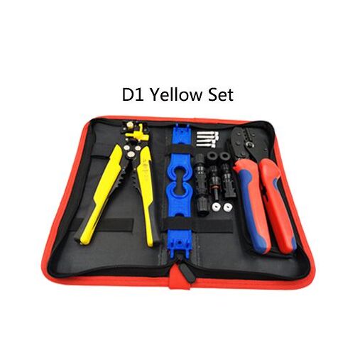 Ensemble jaune D1 - Connecteur solaire photovoltaïque pince à sertir set2.5 6.0 mm2 AWG14 10 électricien multifonction décapant de fil outils à main
