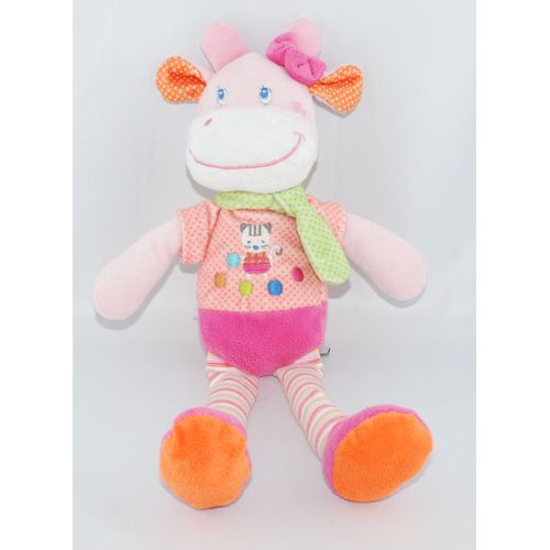 Mots D'enfants Doudou Vache Rose Orange Vert Pois Echarpe Broderie Chat