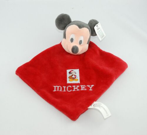 Disney Nicotoy Doudou Mickey Souris Plat Carré Rouge Noir 
